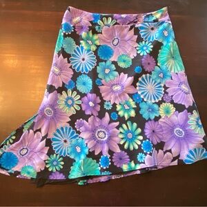 Sunny Taylor Floral Purple and Blue Women's Junior Skirt with silver accent